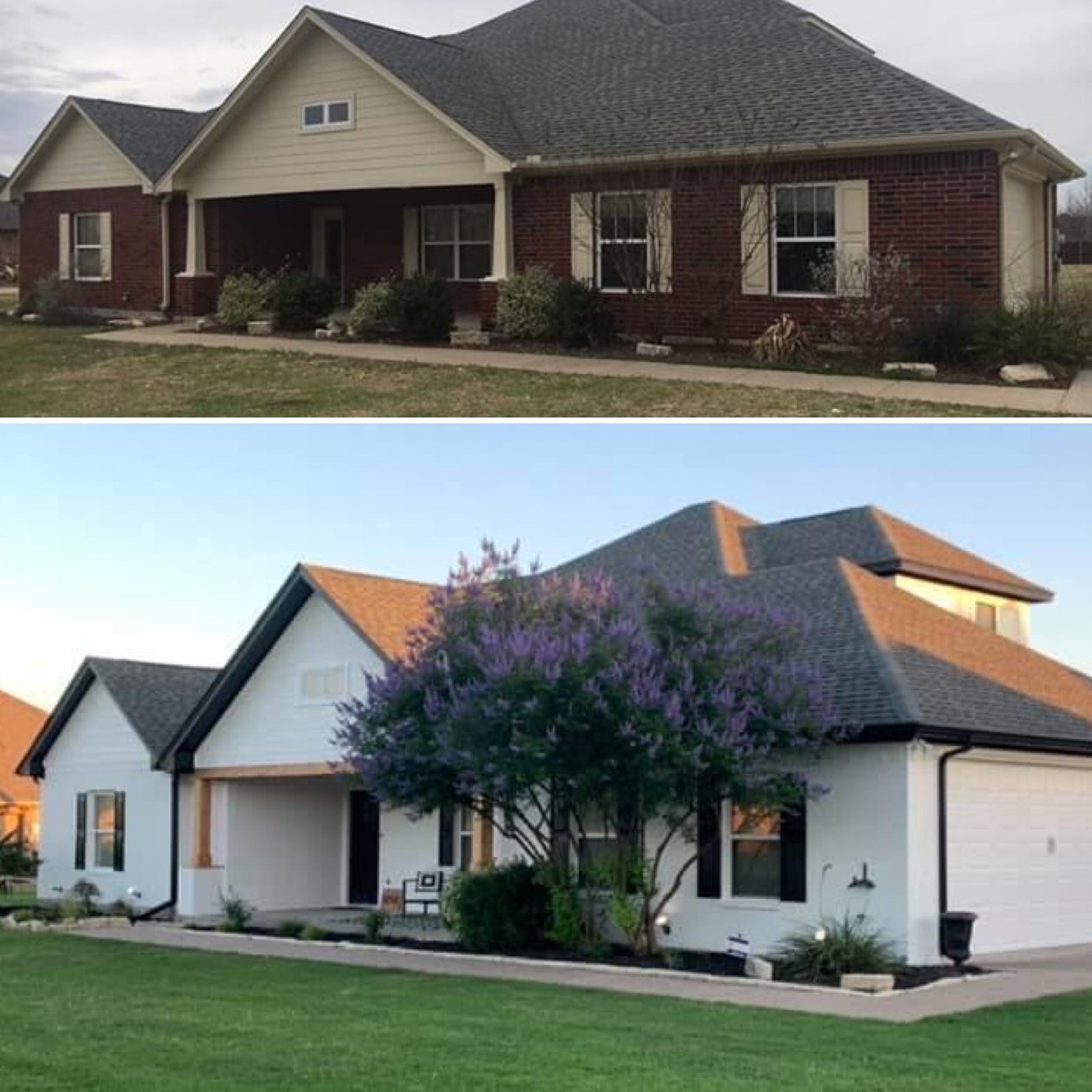 professional exterior painting of brick and color update